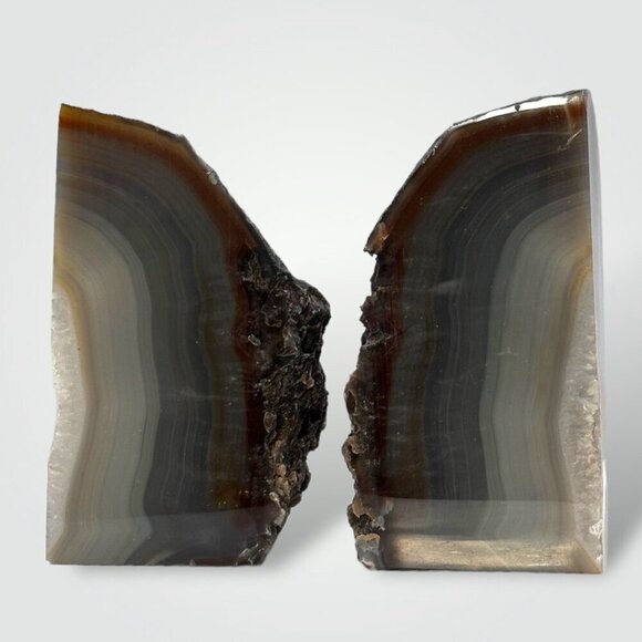 Crystal Agate Bookends w/ Geode Center, Natural Bookshelf Decor, 5+ lbs. (FG) - Picture 3 of 16